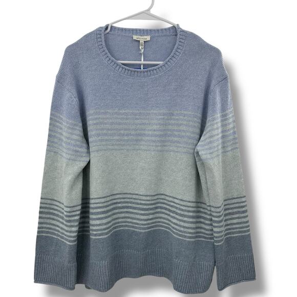 Ella Moss Sweaters - NEW Ella Moss Blue Sweater Size Large Stripe Ombre Lightweight Coastal Knit
